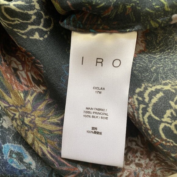 IRO Womens Top Silk Cold Shoulder Floral Blouse Peasant Cut Out Ciclan Size 40 - Picture 11 of 12